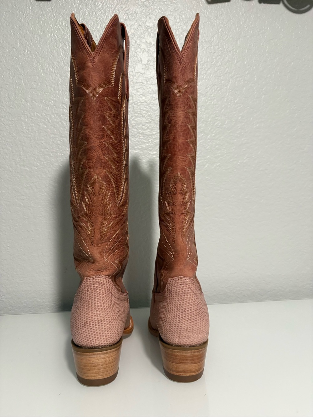 Women’s Abby Pink Frost lizard Two-Tone Western Cowboy Boots - Picture 4 of 6